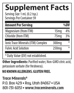 Trace Minerals - Ionic Fulvic Acid - 59ml