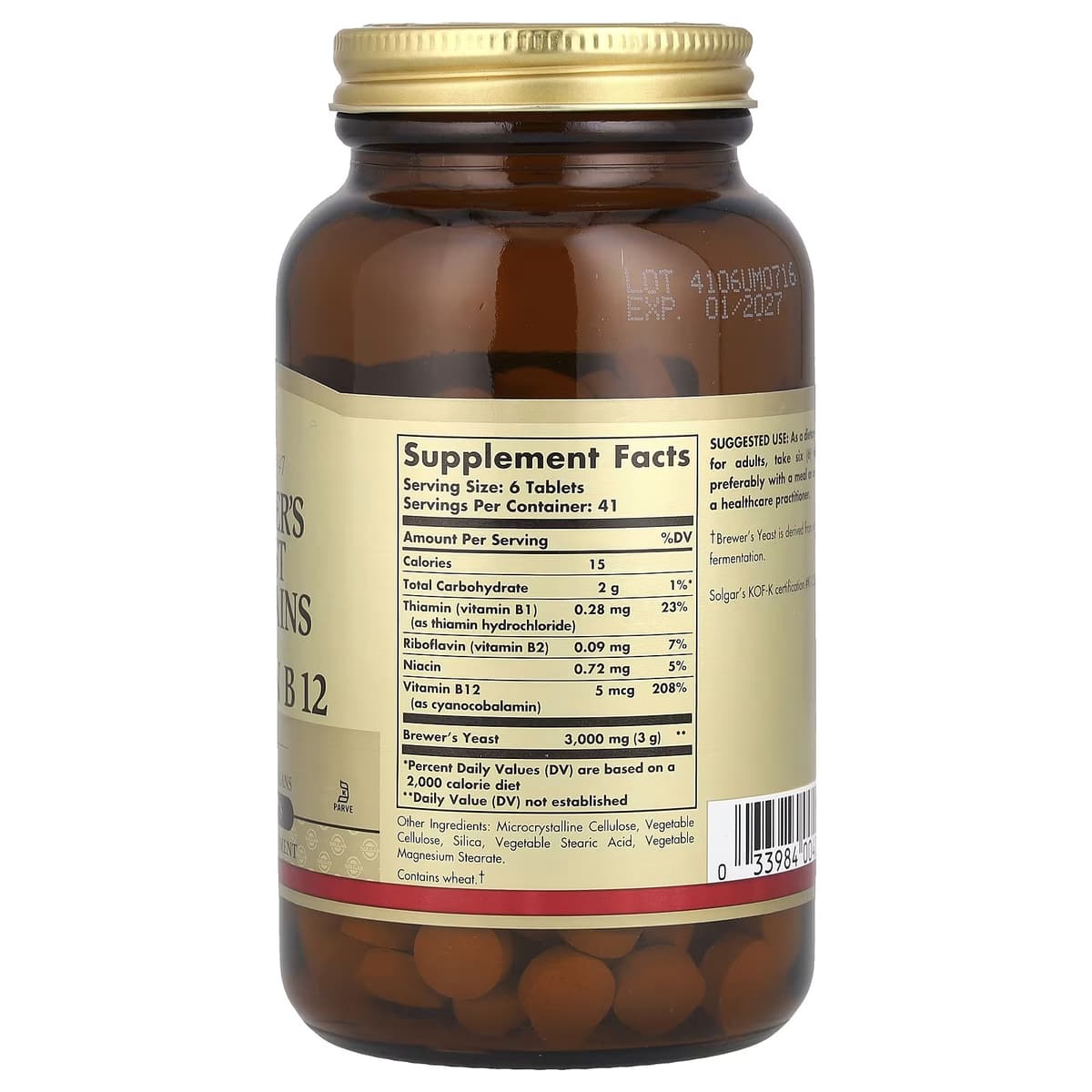 Solgar - Brewer'S Yeast With Vitamin B12 - 250 Tabs