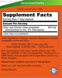 NOW Foods - Olive Leaf Extract, 500mg - 60 Vcaps