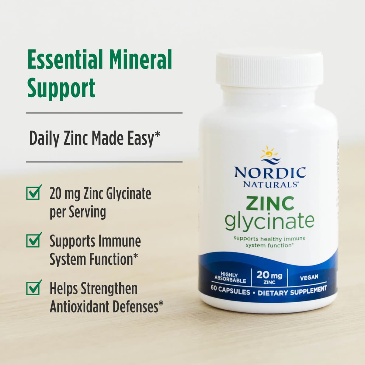 Nordic Naturals - Zinkglycinat - 60 kapsler