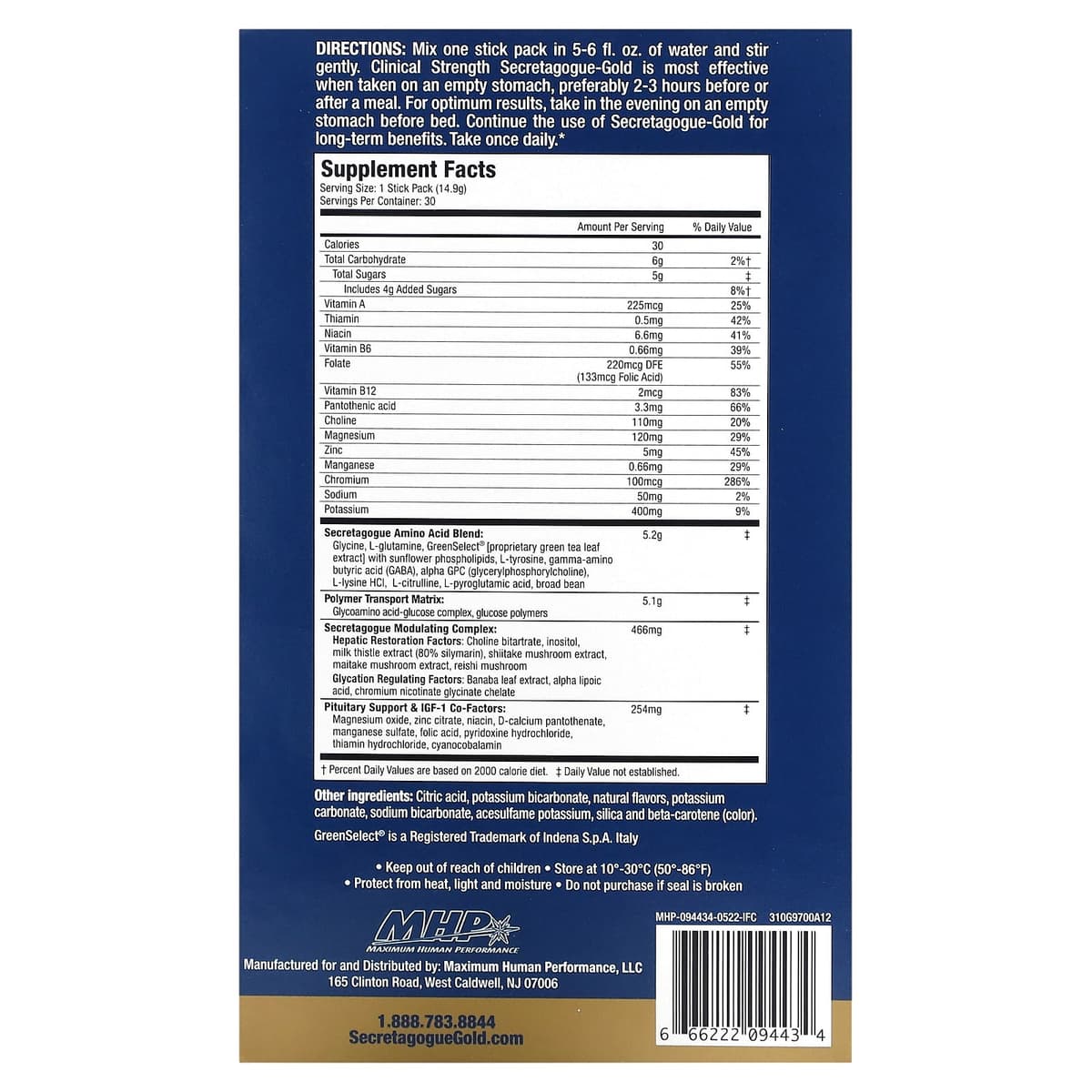MHP - Secretagogue Gold Clinical Strength - 30 Packs