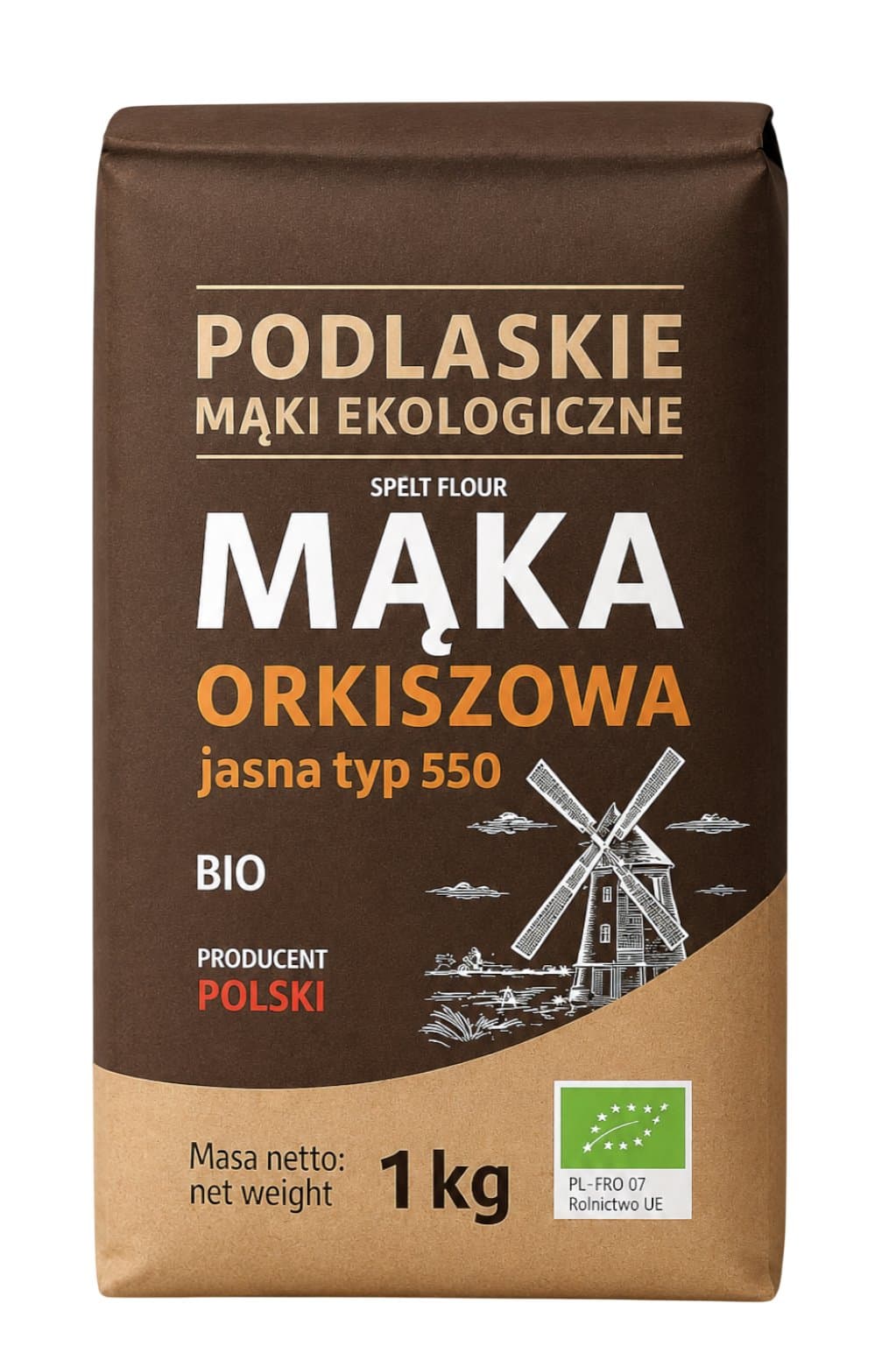 Podlaskie Mąki Ekologiczne - Organic Spelt Flour – Podlaskie Mąki Ekologiczne förpackning