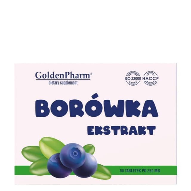 Golden Pharm - Mustikkauute - 50 tablettia, 250 mg – Golden Pharm