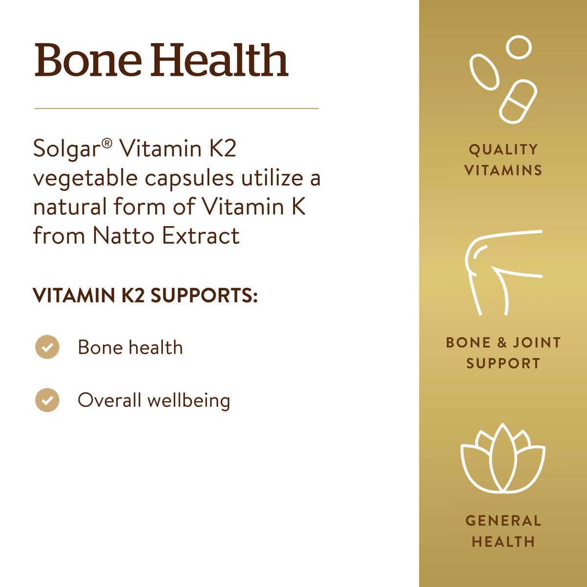 Solgar - Vitamin K2 MK-7 - 50 Vegetabilske Kapsler