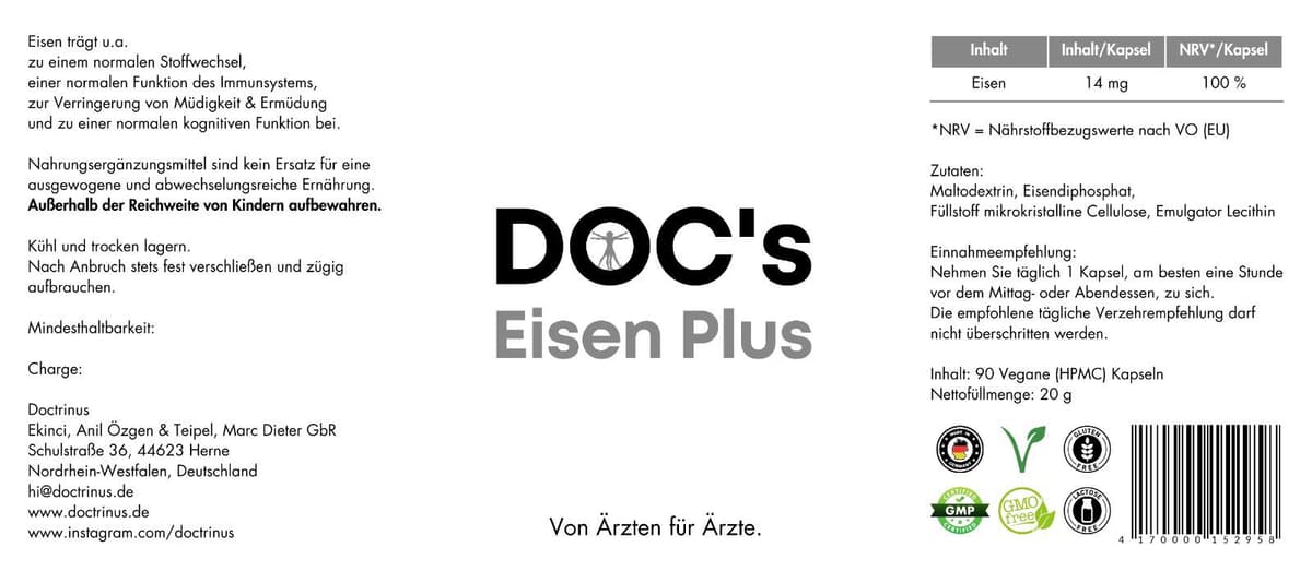 DOC's - Jern Plus - 90 kapsler