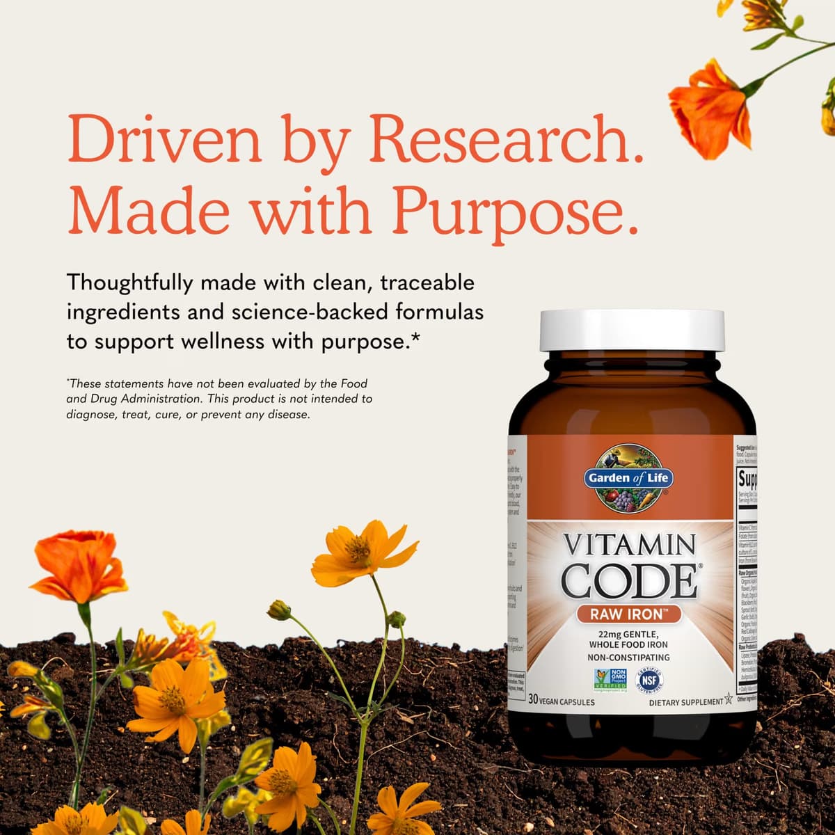 Garden Of Life - Vitamin Code Raw Iron - 30 Kapsler