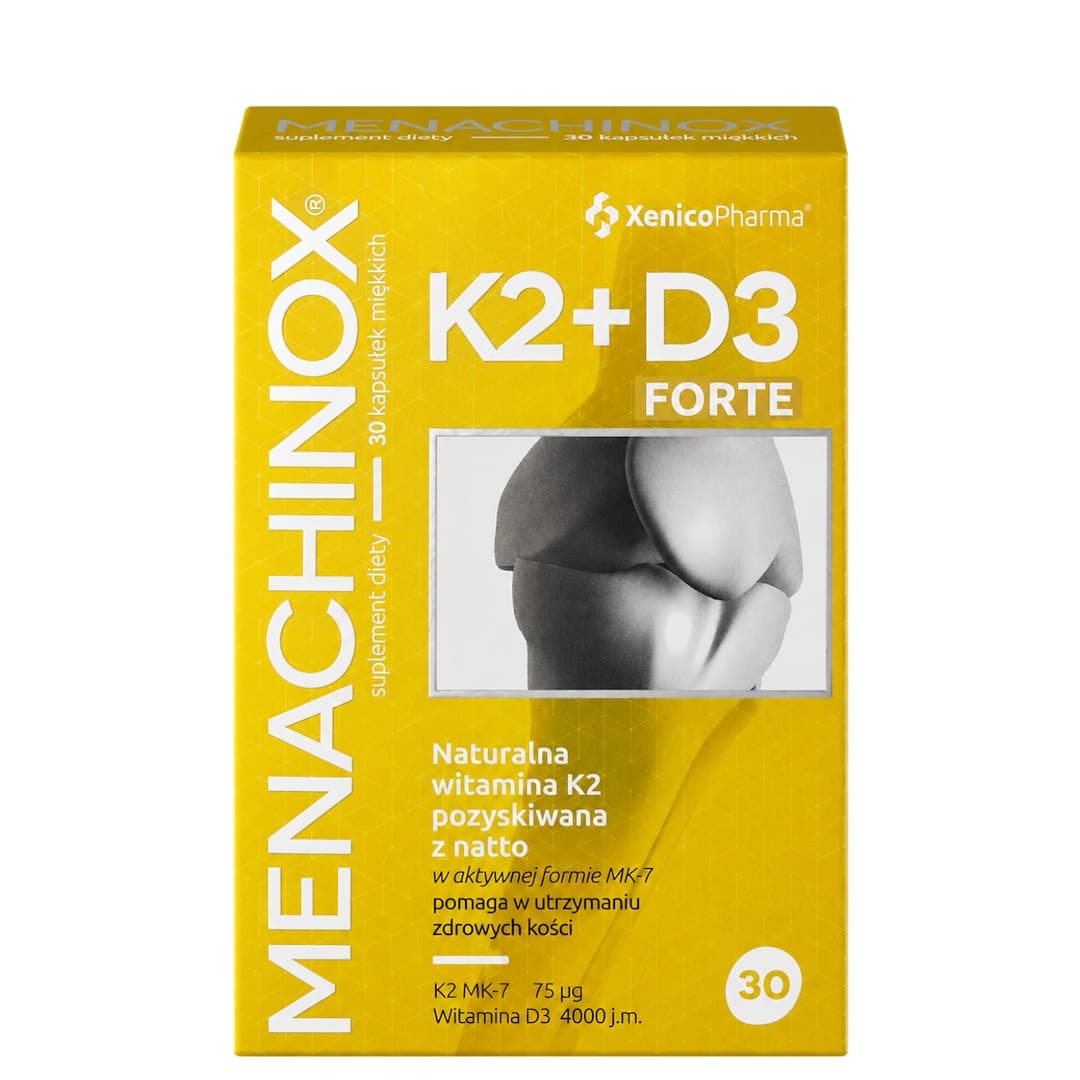 XENICO PHARMA - Menachinox K2+D3 Forte - 30 capsules – XENICO PHARMA förpackning