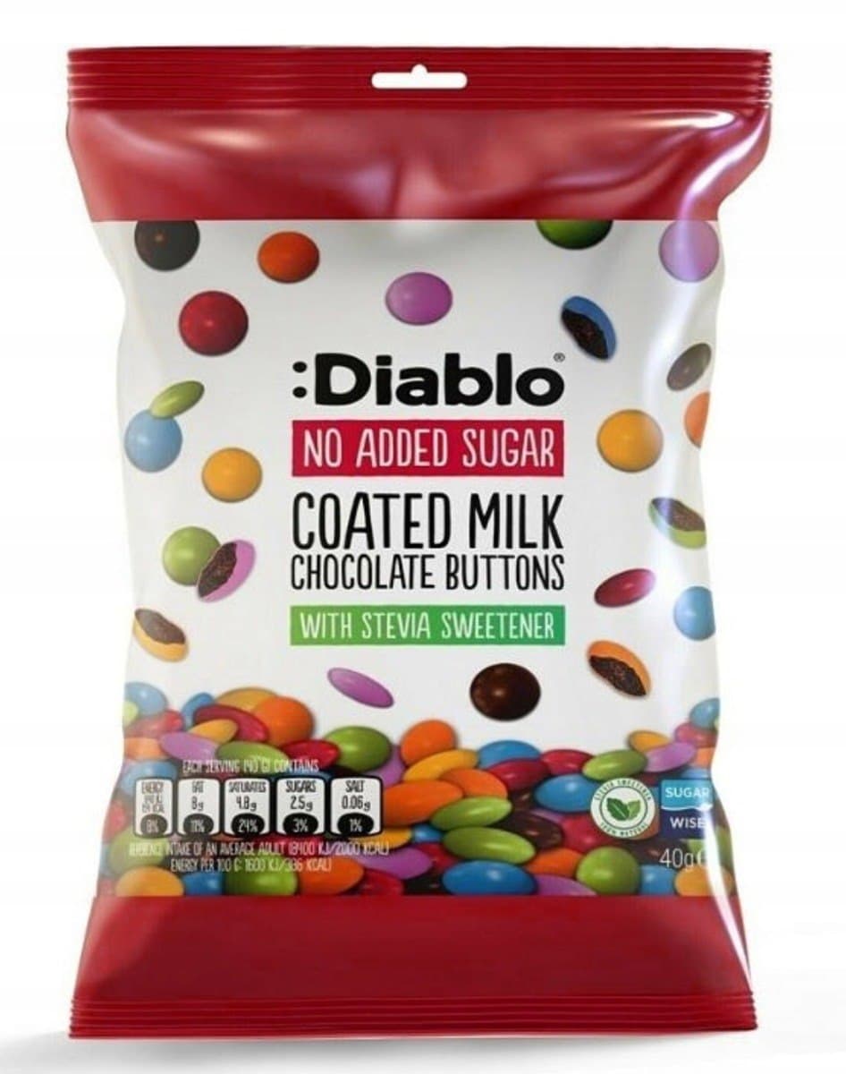 Diablo - Coated Milk Chocolate Buttons - 40g – Diablo förpackning