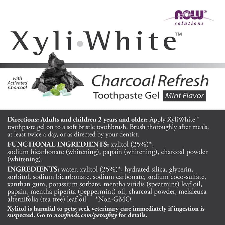 NOW Foods - Xyli·White Charcoal Refresh Toothpaste Gel - 181g