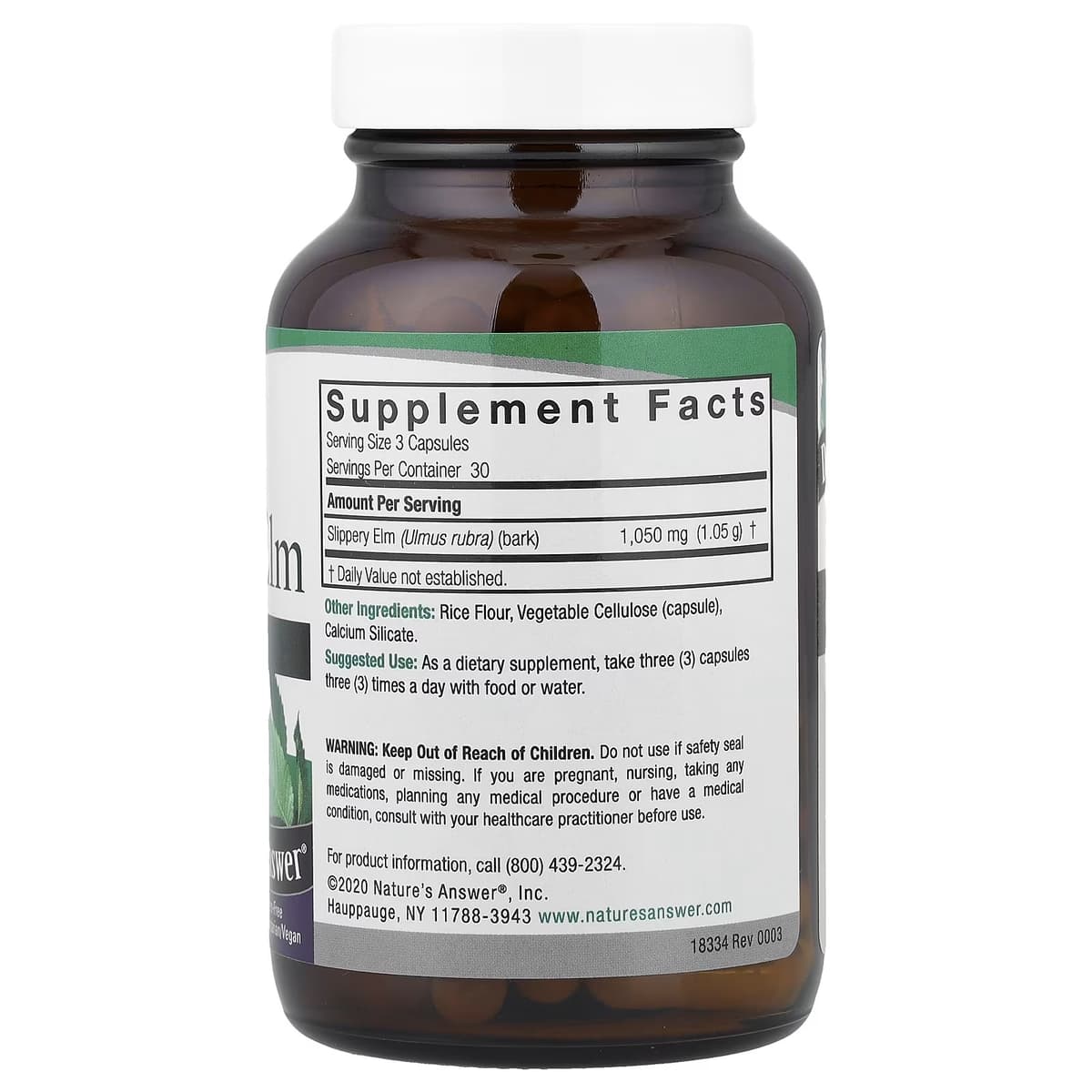 Nature'S Answer - Slippery Elm - 90 Vcaps