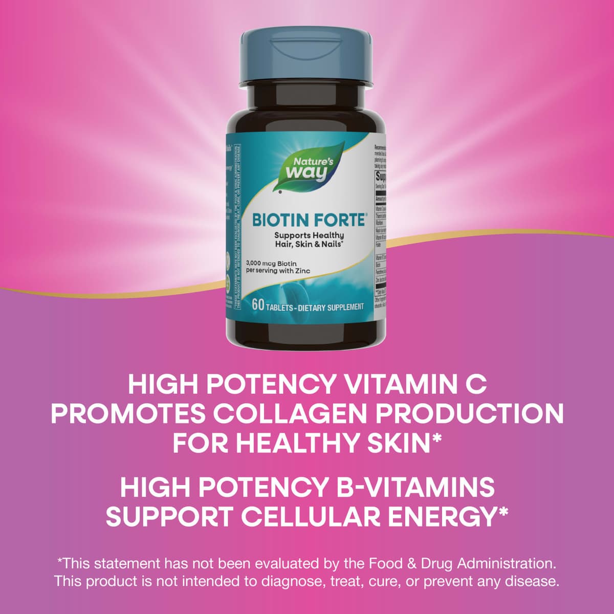 Nature'S Way - Biotin med Zink - 60 Tabletter