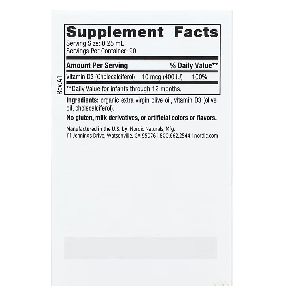 Nordic Naturals - Baby'S Vitamin D3, 400IU - 22.5ml.