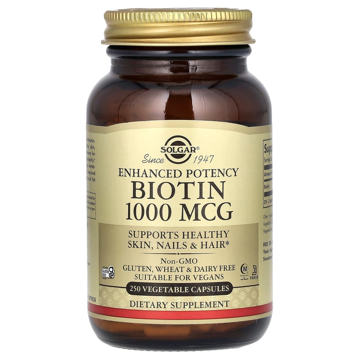 Solgar - Biotin - 1000mcg, 250 Caps – Solgar förpackning