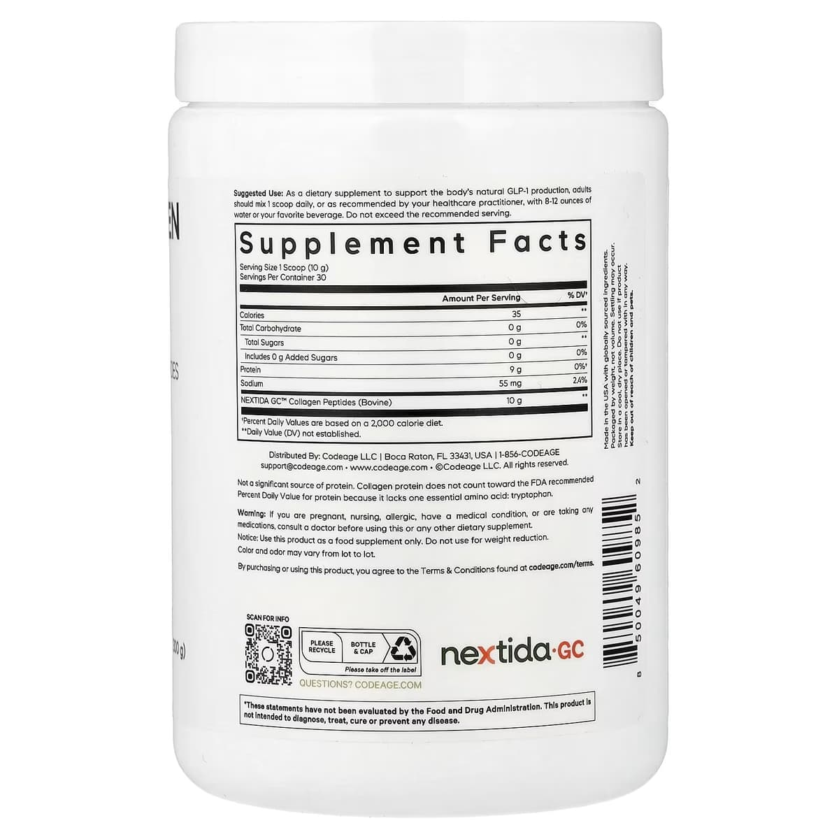 Codeage Glp-1 Collagen Peptides - 300g