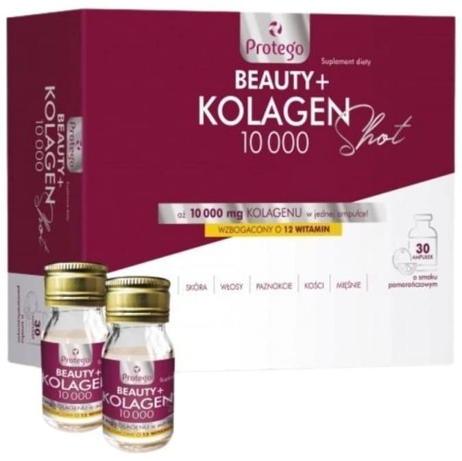 Protego - Beauty+ Collagen 10000 - 30 ampules/shots - Orange – Protego förpackning