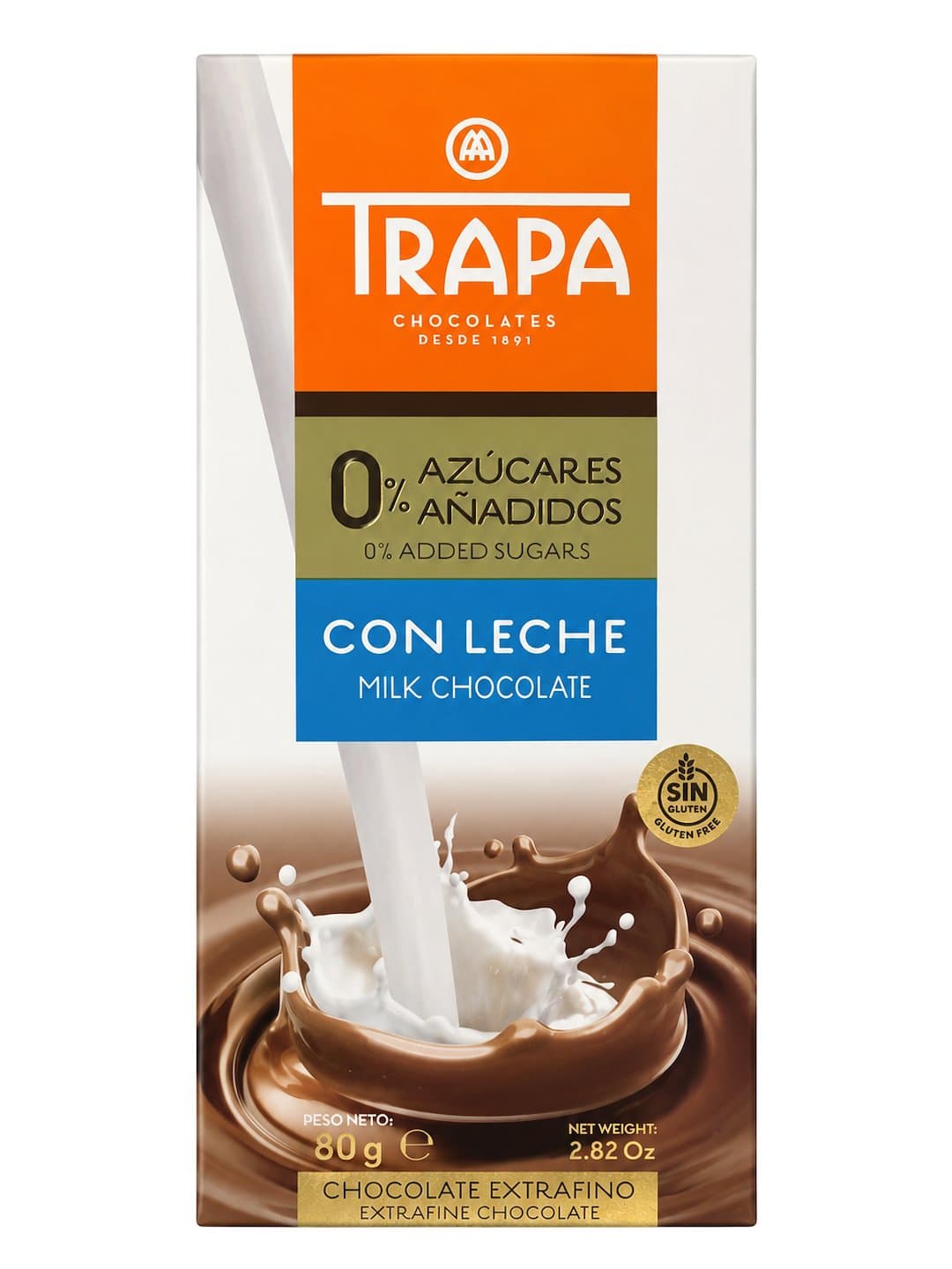 Trapa - Milk Chocolate Sugar-Free 80g – Trapa förpackning