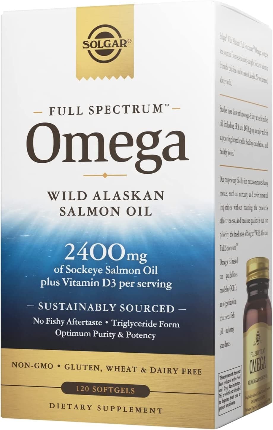 Solgar - Omega Full Spectrum Wild Alaskan Salmon Oil - 120 Softgels – Solgar förpackning
