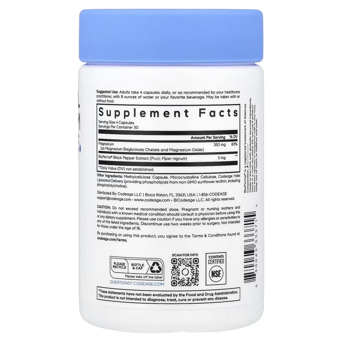 Codeage - Liposomal Magnesium Glycinate Capsules - 120 Vcaps