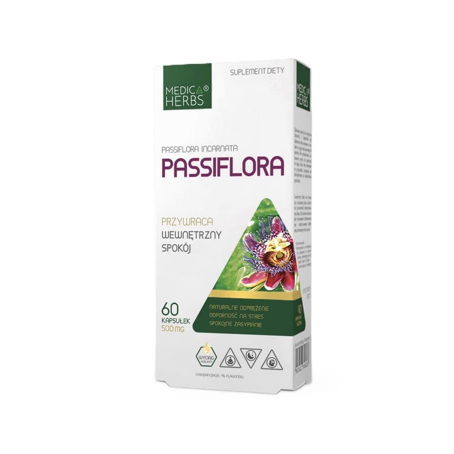 Medica Herbs - Passionflower 500mg, 60 Caps – Medica Herbs förpackning