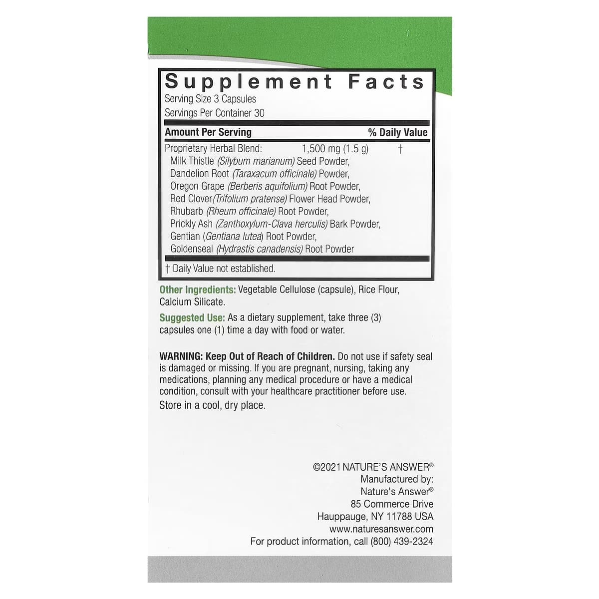 Nature's Answer - Liver Support - 90 Vcaps