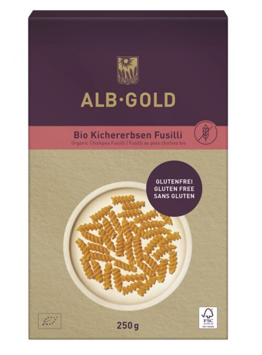 Alb-Gold - Organic Chickpea Fusilli - 250g – Alb-Gold förpackning