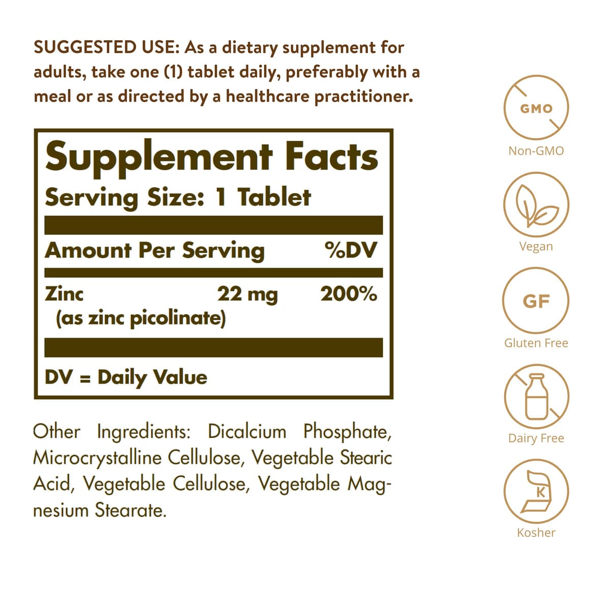 Solgar - Zinc Picolinate - 100 Tabs