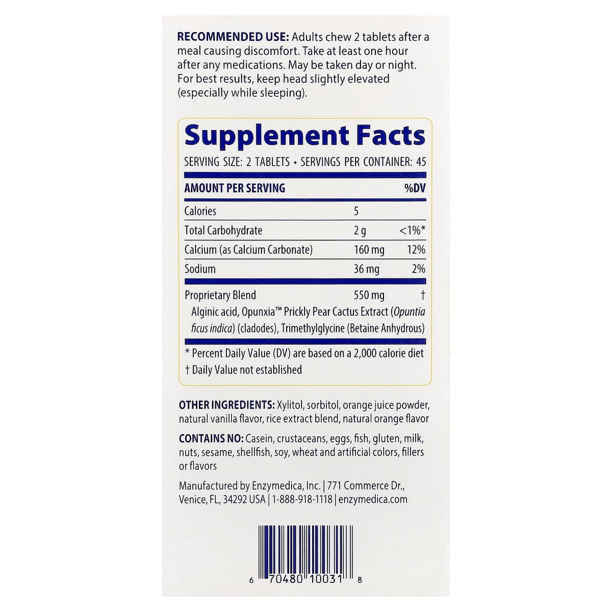 Enzymedica - Heartburn Relief (Vanilje-Orange - 108 tyggetabletter)