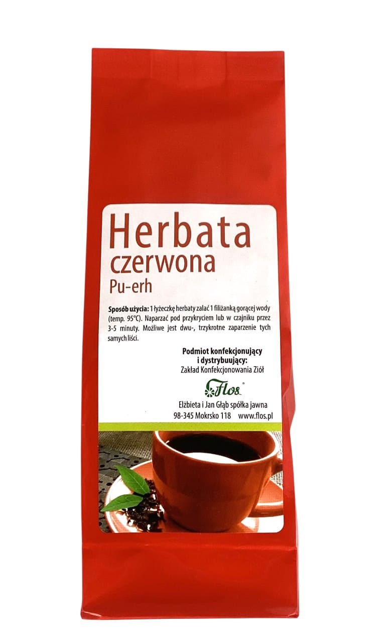 Flos - Red Pu-Erh Tea - 100g – Flos förpackning
