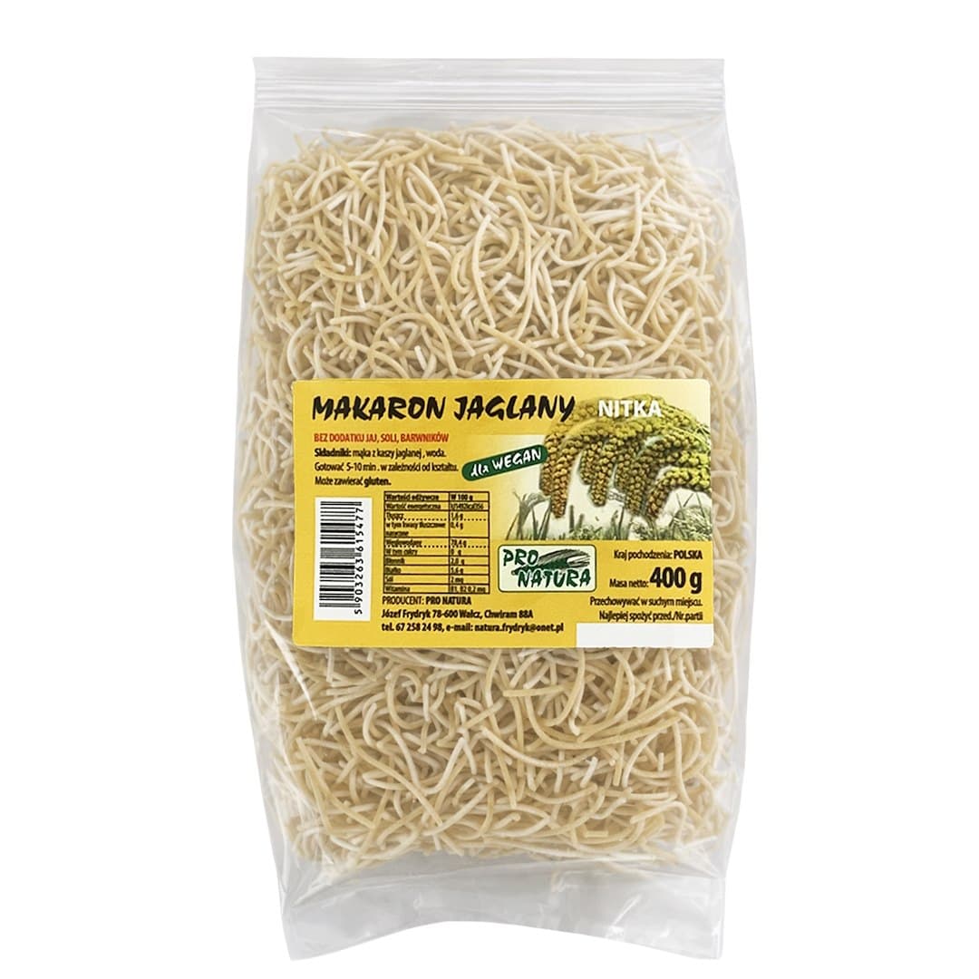 Pro Natura - Millet Pasta Noodles - 400g – Pro Natura förpackning
