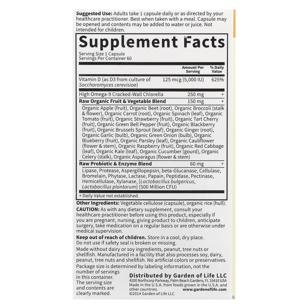 Garden Of Life - Vitamin Code Raw D3 - 60 Vcaps