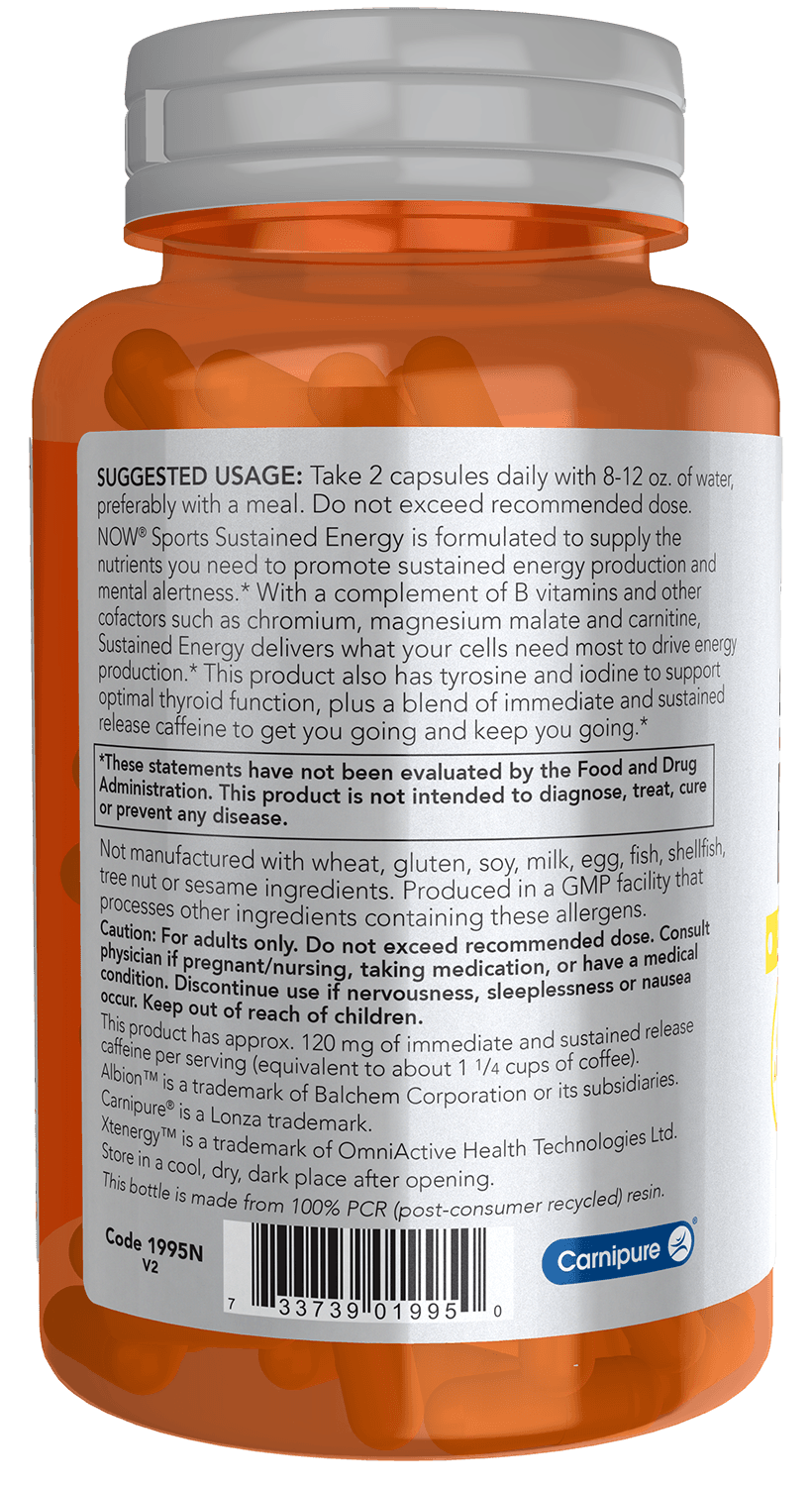 NOW Foods - Sustained Energy - 90 Vcaps (KORT DATUM 2026-11-30)