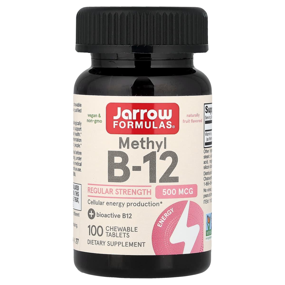 Jarrow Formulas - Methyl B-12 (Cherry - 100 Vegan Gummies) - 100 Gummies Tabs