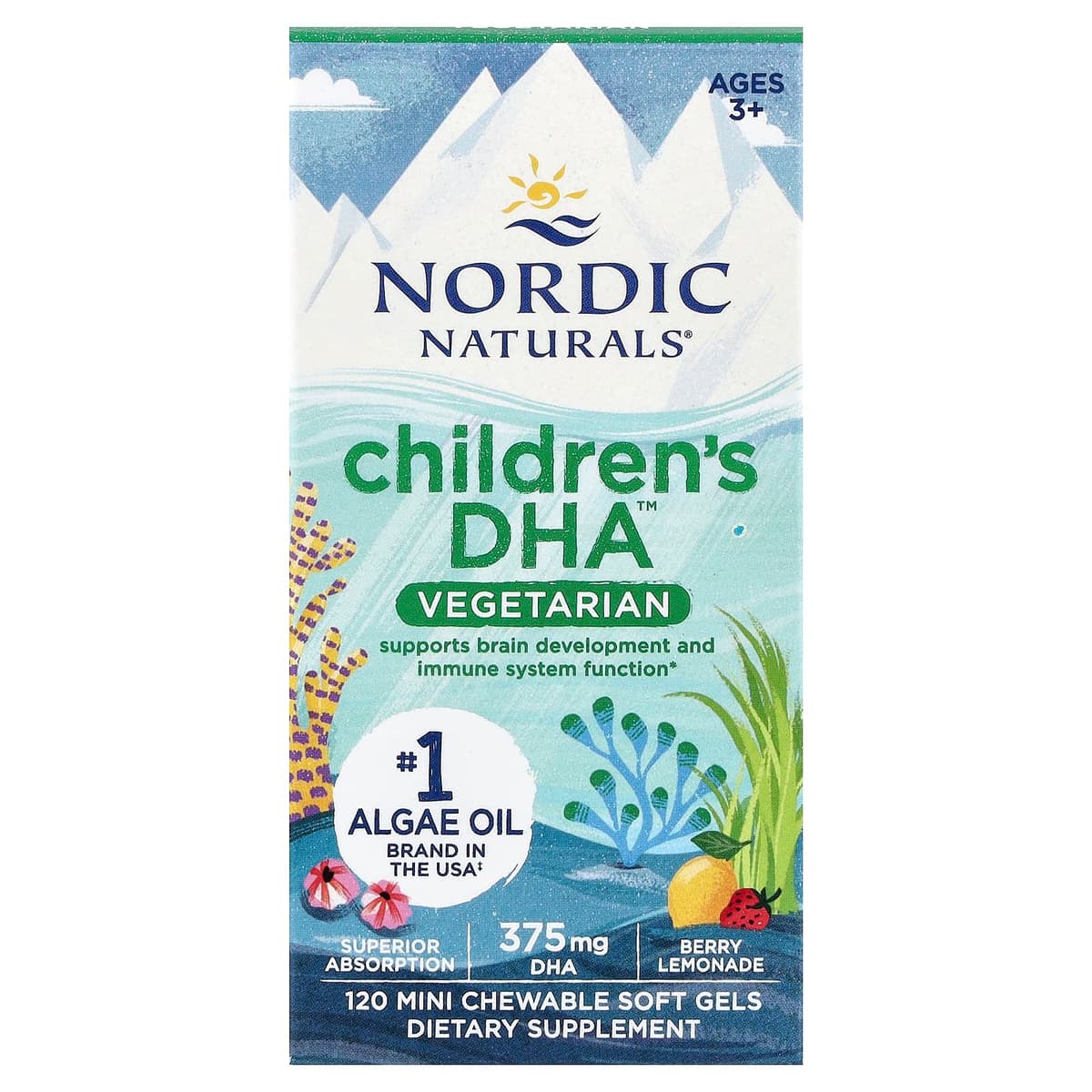 Nordic Naturals - Children'S DHA Vegetarian 375mg Berry Lemonade - 120 Gummies