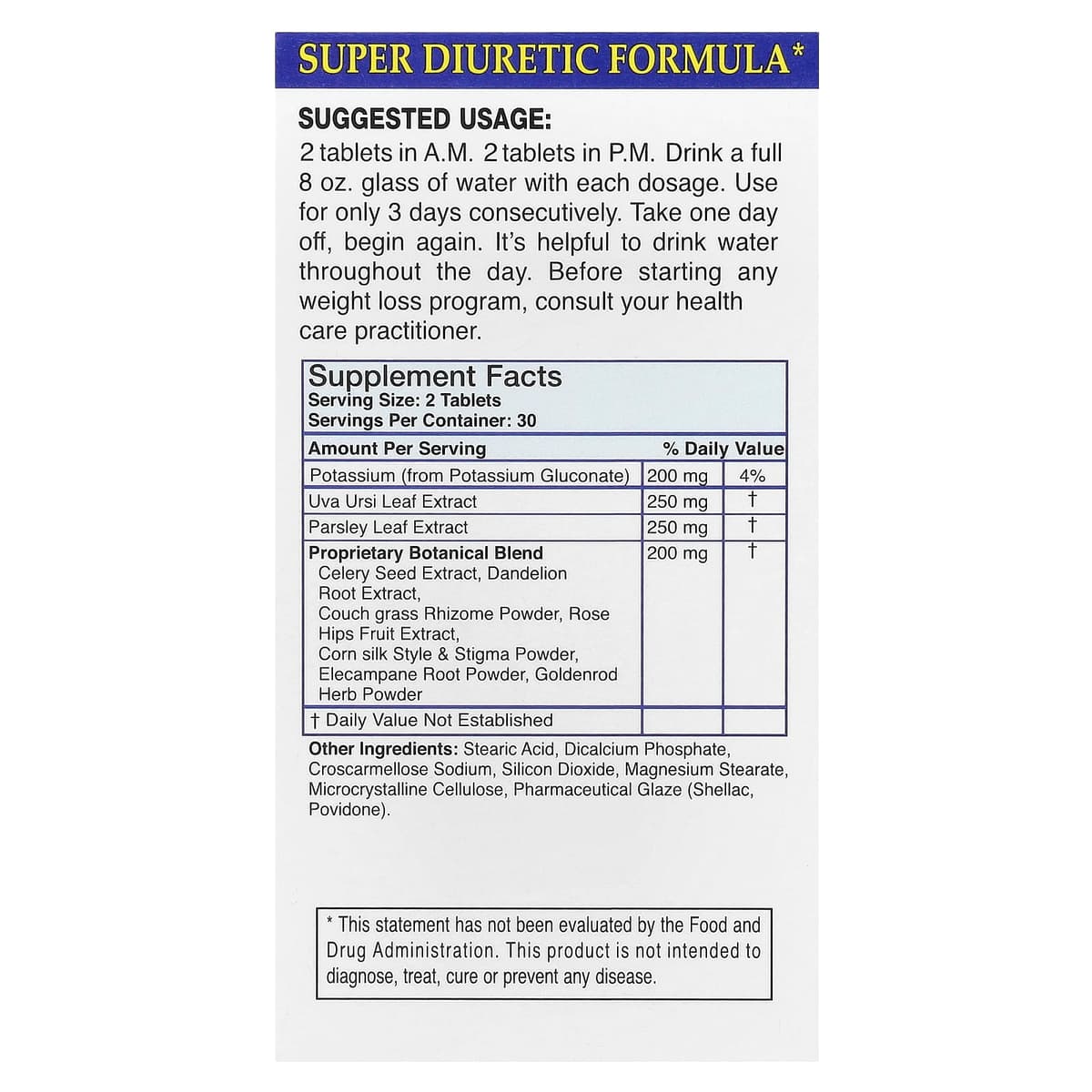 Absolute Nutrition - Water Shed - Potassium Sparing - 60 Tabs