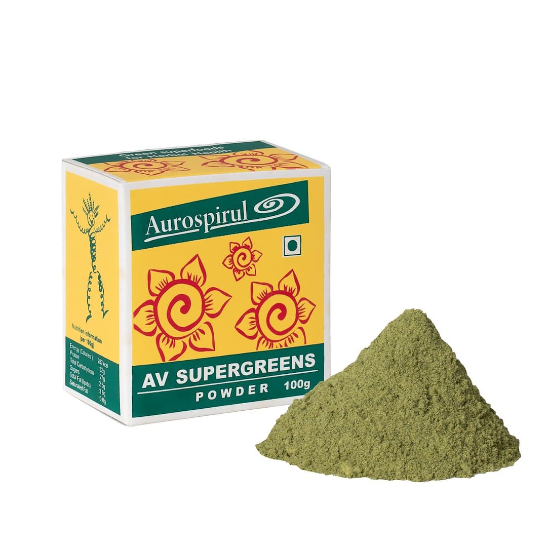 Aurospirul - Av Supergreens - 100g – Aurospirul förpackning