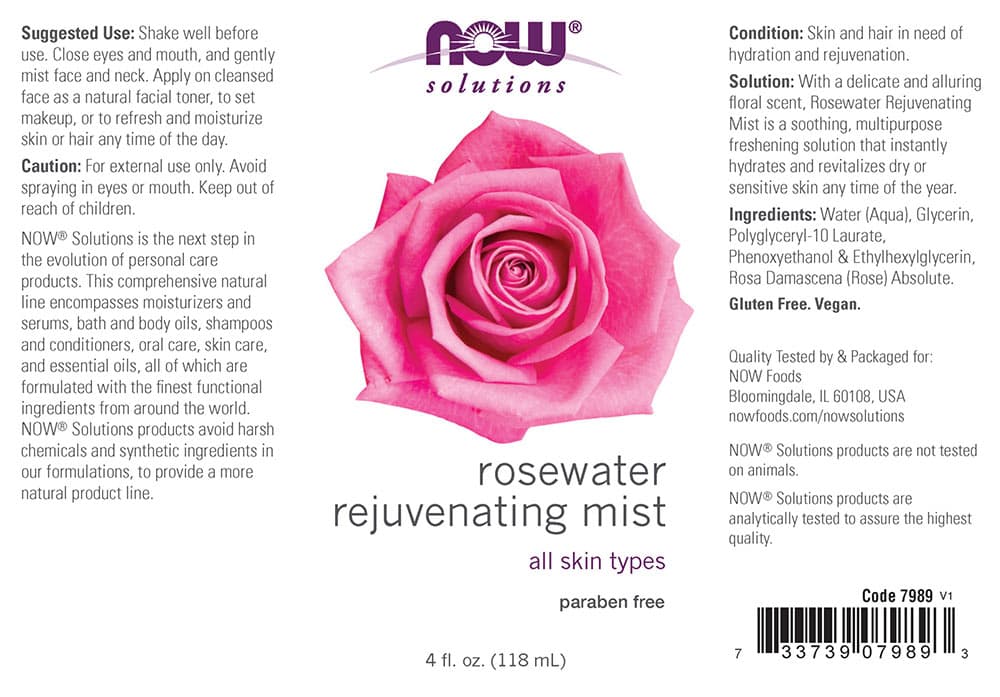 NOW Foods - Rosewater Rejuvenating Mist - 118ml