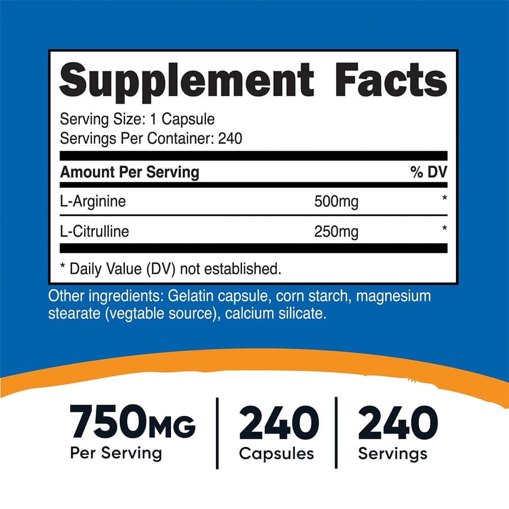 Nutricost - L-Arginine + L-Citrulline - 240 Caps