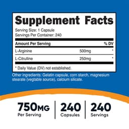 Nutricost - L-Arginine + L-Citrulline - 240 Caps