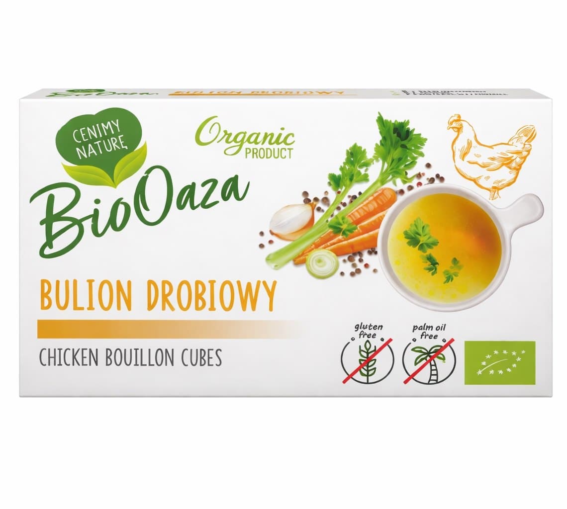 Bio Oaza - Organic Poultry Broth Cube Bio 66g – Bio Oaza förpackning