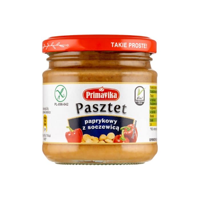 Primavika Pasztet Paprykowy Z Soczewicą 160g – Primavika förpackning