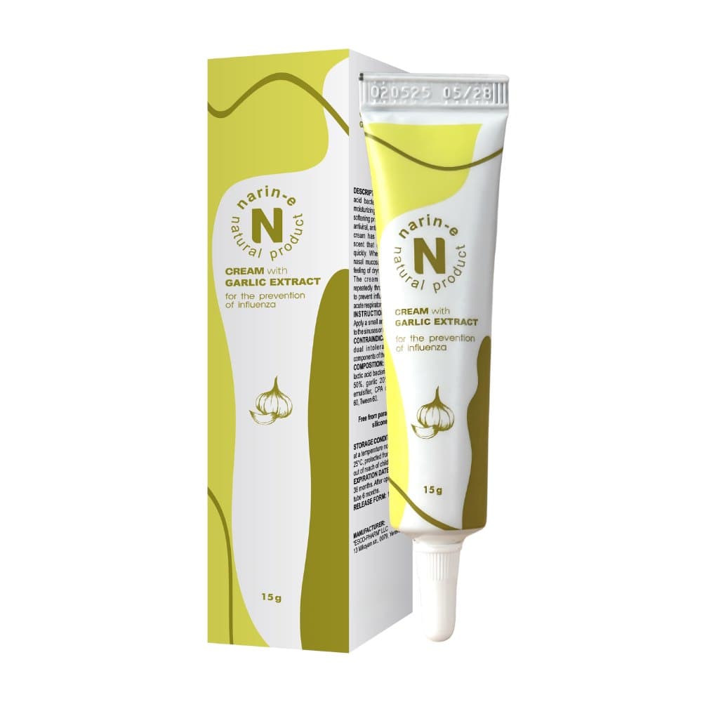 Narine - Natural Product Cream with Garlic Extract - 15g – Narine förpackning