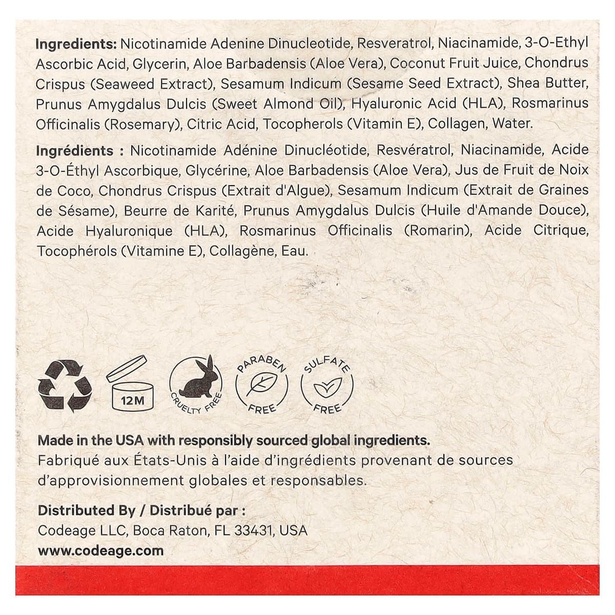 Codeage Maison Rouge Nad+ Kasvovoide - 50ml