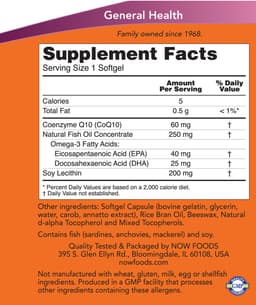 NOW Foods - CoQ10 With Omega-3 Fish Oil - 60 Softgels