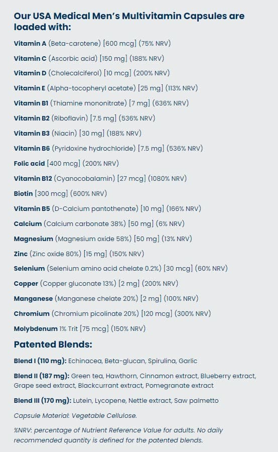 Usa Medical - Multivitamin For Men - 60 Caps