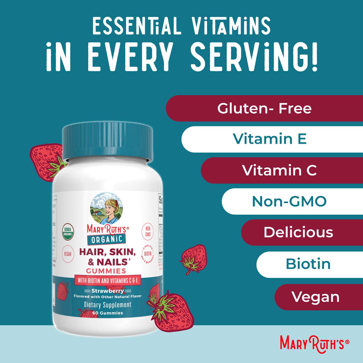 MaryRuth's - Luomu Hiukset, Iho ja Kynnet Gummies
