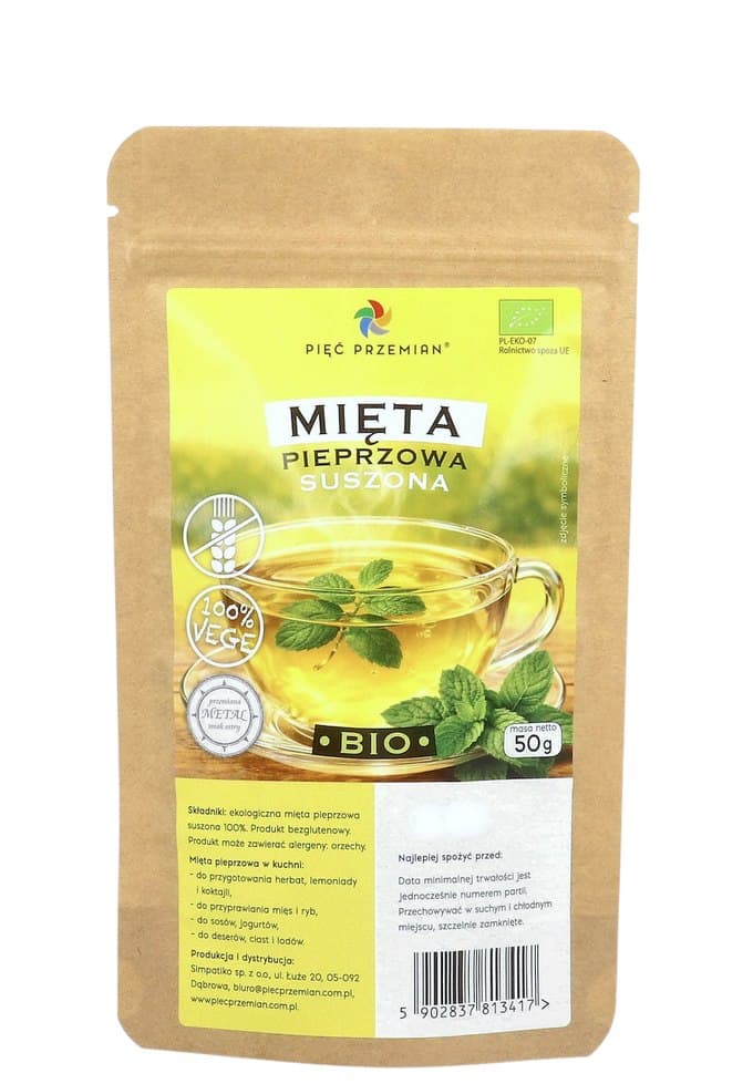 Pięć Przemian - Dried Peppermint Organic - 50g – Pięć Przemian förpackning