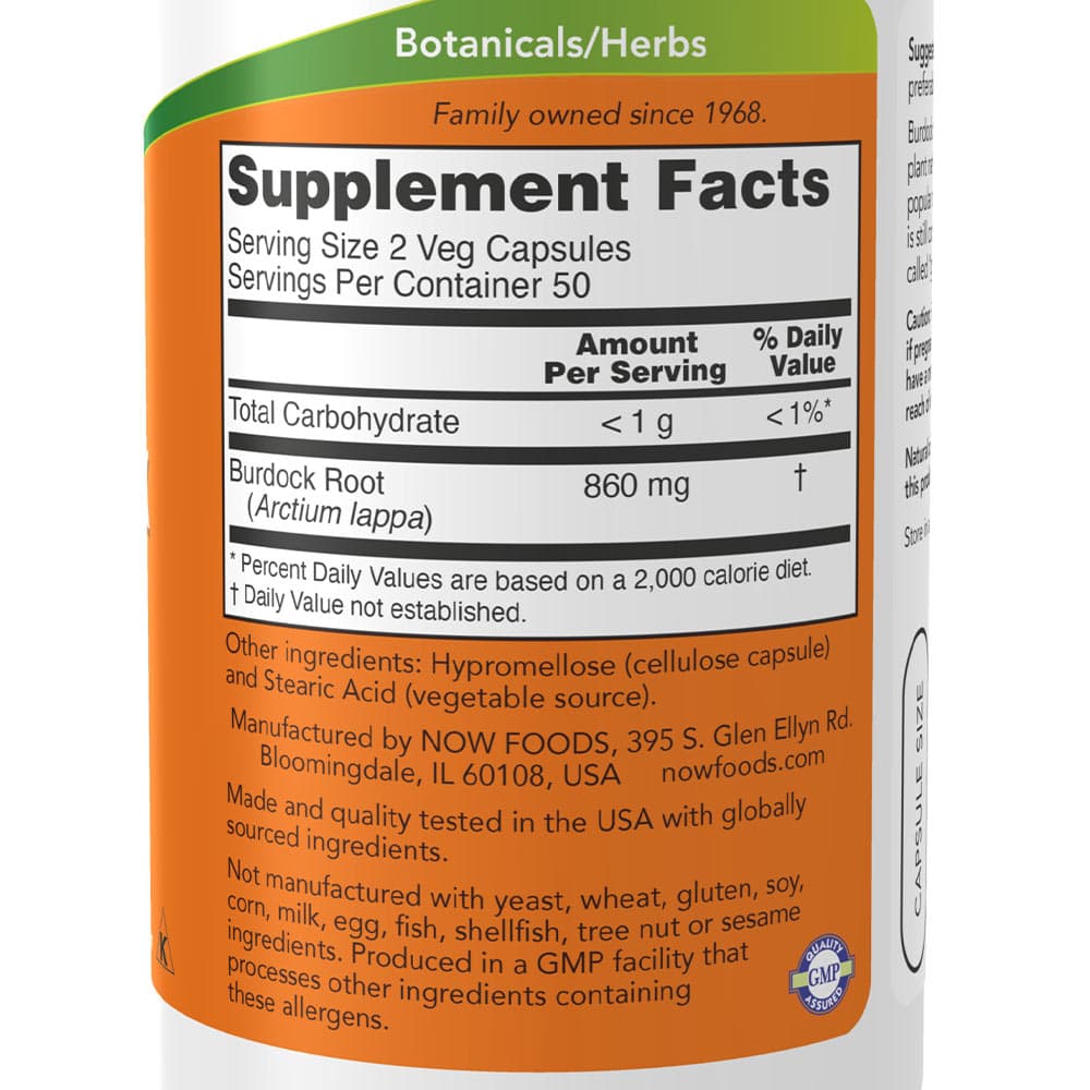 NOW Foods - Burdock Root 430mg - 100 Capsules