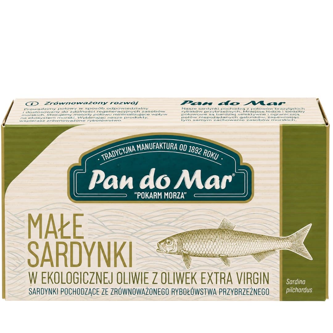 Pan do Mar - Small Sardines in Organic Extra Virgin Olive Oil – PAN DO MAR förpackning