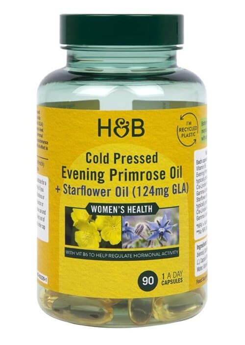 Holland & Barrett - Cold Pressed Evening Primrose Oil + Starflower Oil – Holland & Barrett förpackning