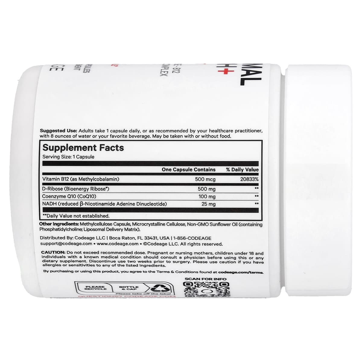 Codeage Liposomal Nadh+ - 60 Vcaps - 60 Vegetabilske Kapsler